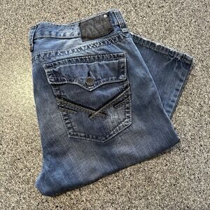 TK Axel Jeans Mens 36x32 Wolcott Vintage Bootcut‎ Distressed Denim Flap Pockets